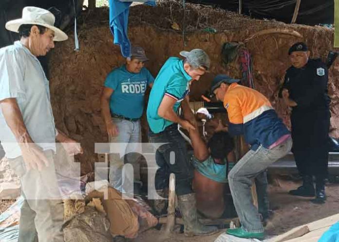 Foto: Minero en estado tras caer al fondo de una galería en Santo Domingo, Chontales / TN8