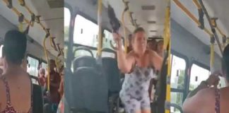 Mujeres se dan con paragua y bastón