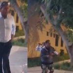 Padre furioso retira a fajazos a su hijo de una posta