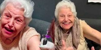 Abuelita sin tanto cuanto se hace su primer tatuaje 