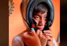 ¡Al estilo Power Rangers! Un niño queda atrapado con casco de moto al reves