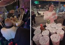 «De infarto» Recién casados dan sopas Maruchan en su boda (VIDEO) Dan sopa maruchan a sus invitados el día de su boda