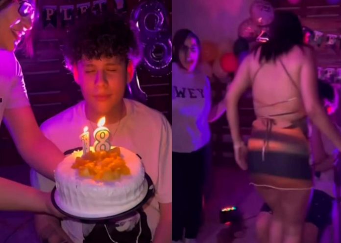 2 Muchos quisieran tener una madre como esta, le llevó una bailarina exótica