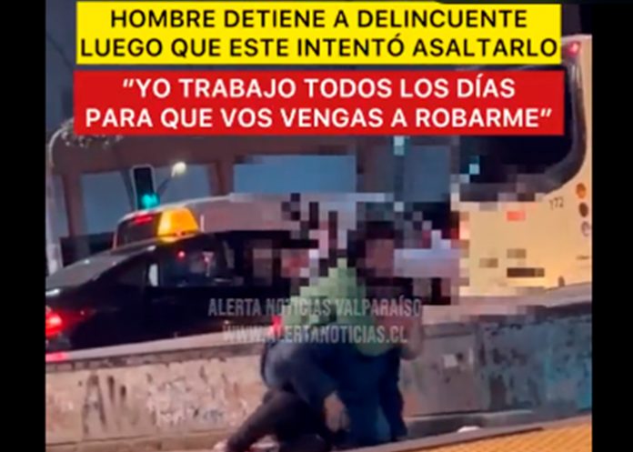 Al estilo SmackDown un hombre en Chile, le aplica una llave a un ladrón