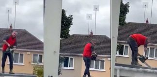 ¡Por mala paga! Hombre quiebra techo de una casa a personas morosas