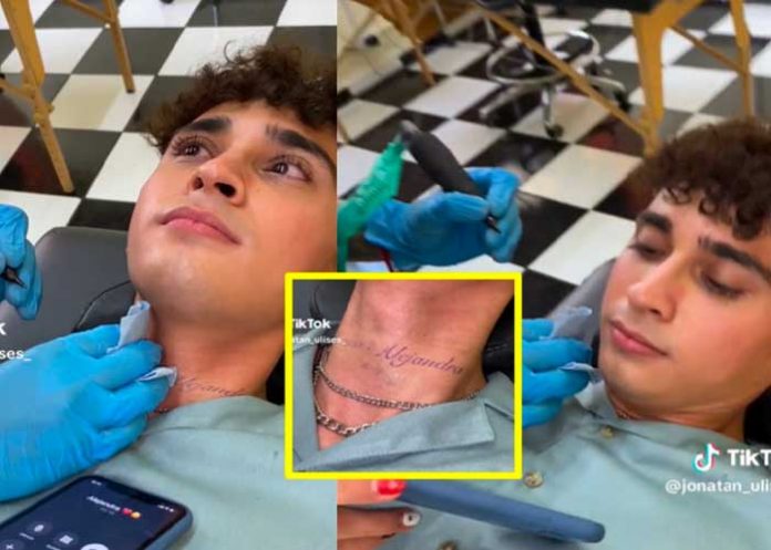 Se tatuaba el nombre de su novia cuando llamó para terminarlo