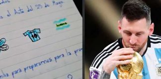 Le piden dibujar los símbolos patrios y dibuja a Messi