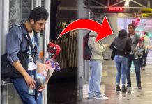Lo dejó llorando: Con globos y flores declara su amor y lo mandan «a la goma» Joven declara su amor en parada de transporte