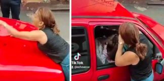 Descubre a su esposo con otra mujer en su carro