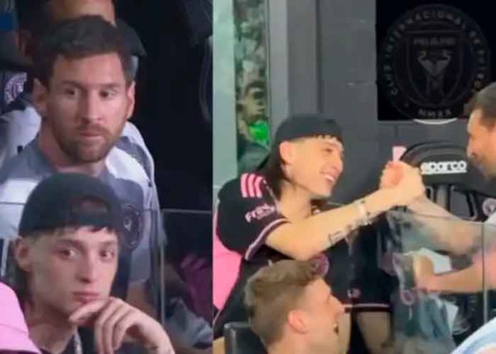 2 Messi y Peso Pluma juntos durante partido del Inter Miami