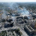 Devastación en Gaza por ataques aéreo israelí destruyen Torres de Azzahra Devastación en Gaza por taques aéreo israelí destruyen Torres de Azzahra