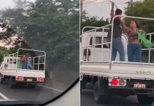 Parejita toxica es captada «dándose palo» en plena carretera (VIDEO) Foto: Parejita toxica /cortesía