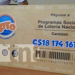 Loto entrega 18 millones de córdobas a programas de la Lotería Nacional Foto: Loto entrega utilidades para Lotería Nacional / TN8
