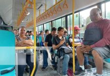 «Estamos orgullosos»: El sentir por los nuevos buses de Managua y Ciudad Sandino Foto: Usuarios en nuevos buses en Ciudad Sandino / TN8