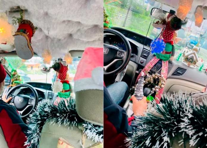 Foto: Taxista adorna su carro mejor que el de 'santa claus' /cortesía