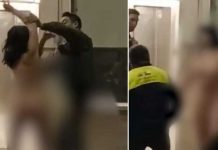 Mujer desnuda ataca a viajantes en aeropuerto de Chile Mujer desnuda ataca a viajantes en aeropuerto de Chile