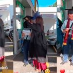 Jovencita sorprende a su papá un guardia de seguridad llevándole su título Foto: Jovencita llena de orgullo /cortesía