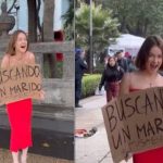 Con letrero en mano: Busca esposo en las calles de la Ciudad de México Busca esposo en las calles de la Ciudad de México