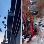 Por infiel, su novia le avienta sus cosas desde lo más alto de un edificio