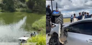 Al fondo de un río terminó un carro y sus ocupantes en Malacatoya (Video)