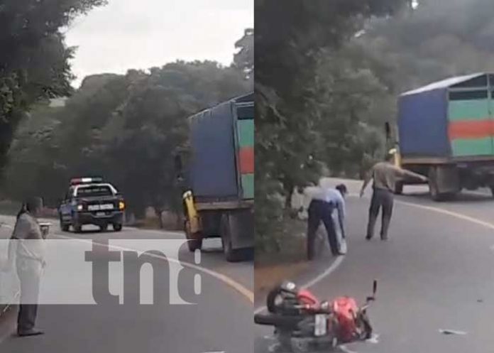 Lesionados por accidente entre una moto y camión en Jinotega