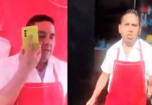 Taquero amenaza con un cuchillo a una clienta de su puesto (Video)