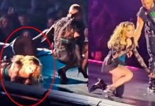 Madonna sufre caída arriba del escenario