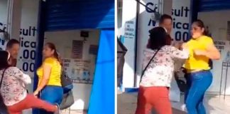 En plena calle mujeres se pelean por un amor
