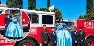 Quinceañera rinde un homenaje a su padre bombero