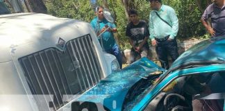 Foto: Fuerte choque frontal entre camión y taxi en Tola, Rivas / TN8