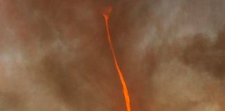 Tornado de fuego captado por un bombero