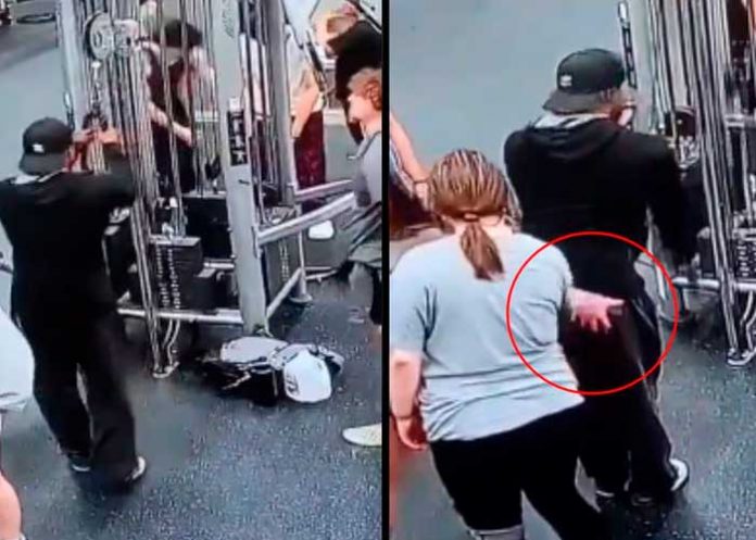 ¿Y si fuera al revés? Mujer manosea a un hombre en el gimnasio (Video)