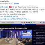 Prensa Latina denuncia ciberataque a su Canal de YouTube Prensa Latina denuncia ciberataque a su Canal de YouTube