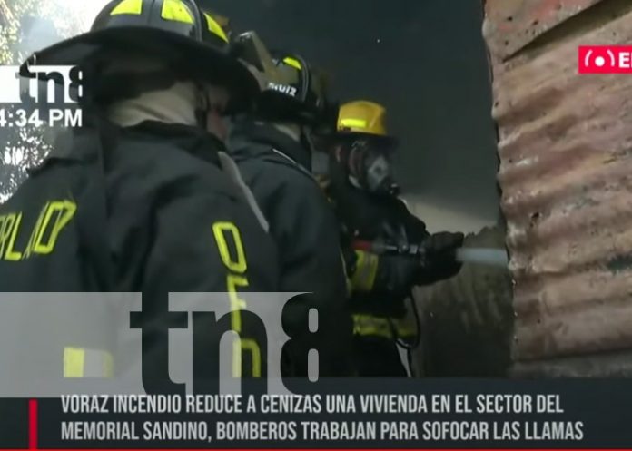Foto: Fuerte incendio en el barrio Hialeah, en Managua / TN8