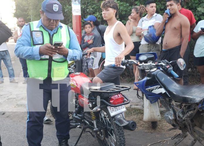 Foto: Conductora de motocicleta terminó lesionada en la entrada principal de Nandaime/TN8