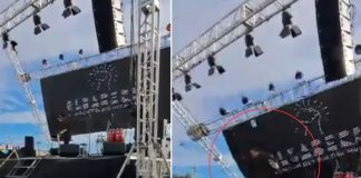 Jean Paul Olhaberry: Mago casi es aplastado por pantalla gigante (Video)
