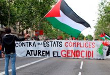 Universitarios en España salen a las calles clamando por Gaza Foto: Universitarios de España claman por Gaza /cortesía