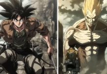 Serie de ilustraciones: ¿Qué pasaría si Goku se enfrentara a un Titán? Foto:Serie de ilustraciones: ¿Qué pasaría si Goku se enfrentara a un Titán?/Cortesía