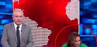 Presentadora de televisión se cae en pleno noticiero