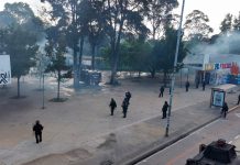 Foto: Bloqueo en Universidad de Bogotá Colombia /cortesía