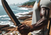 Foto: Representación de un hombre con machete