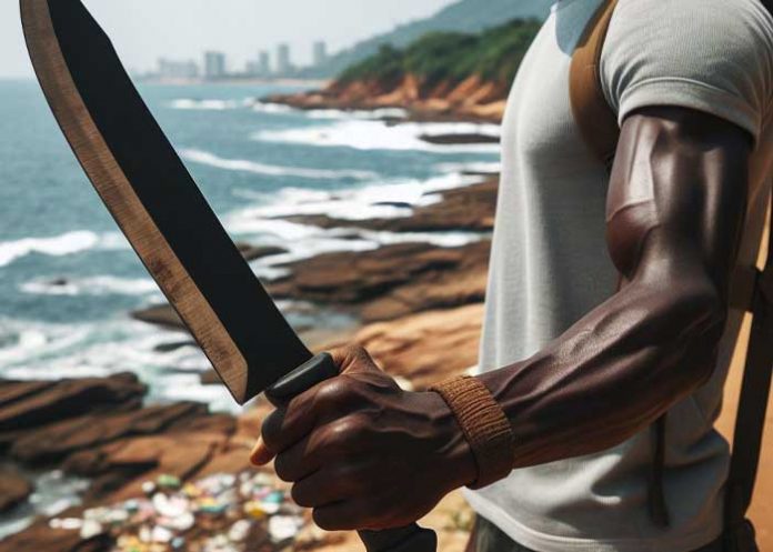 Foto: Representación de un hombre con machete