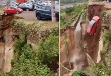 Carro se desploma tras un deslizamiento de tierra en China Foto: Tragedia en China /cortesía