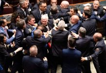 Diputados se reparten golpes en pleno parlamento de Italia (VIDEO) Polémica en Italia tras una pelea entre diputados en el Parlamento
