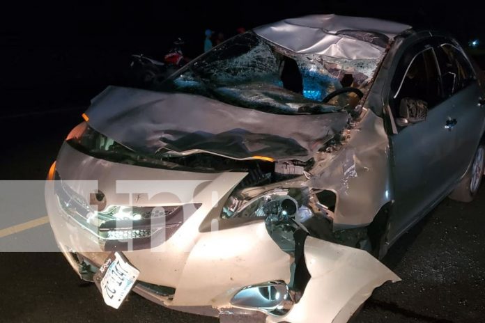 1 Foto: Violento accidente: un caballo muerto y un auto destrozado en Villa Sandino, Chontales/TN8