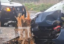 Foto: Fuerte choque de un vehículo contra un árbol en San Marcos / TN8