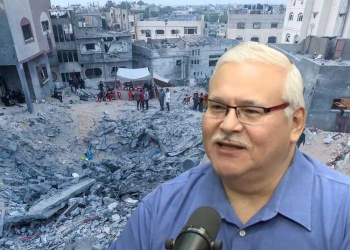 Foto: Adolfo Pastrán sobre el tema del genocidio de Israel contra Palestina