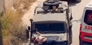 Palestino atado a coche militar israelí genera ola de indignación