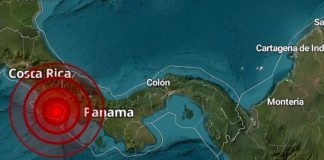 Temblor de magnitud 5,7 estremeció la frontera entre Panamá y Costa Rica