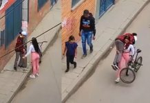 Mujer deja «boquiabiertos» a todos al cargar a su novio «bolo» y su bici al mismo tiempo Foto: Mujer se viraliza en redes /cortesía